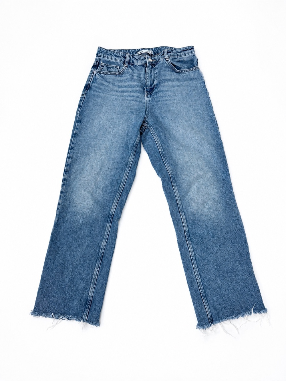 Zara Light Blue High-Rise Straight Jeans